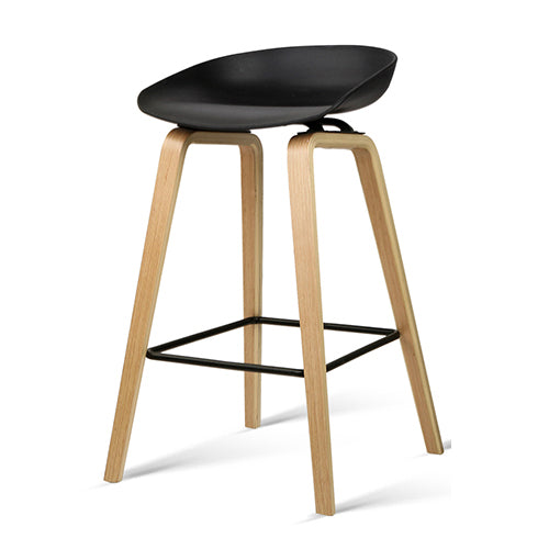 Set of 2 Wooden Backless Bar Stools - Black