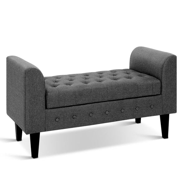 Leo Fabric Storage Ottoman - Grey