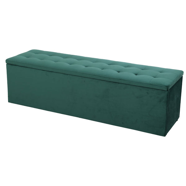 Lois Velvet Storage Ottoman - Green