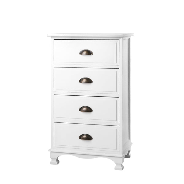 4 Draw Vintage Bedside Table - White