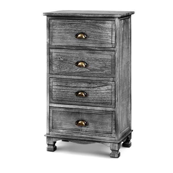 4 Draw Vintage Bedside Table - Grey