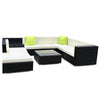 Cruze 9PC Wicker Outdoor Furniture Sofa Setting - Black & Beige