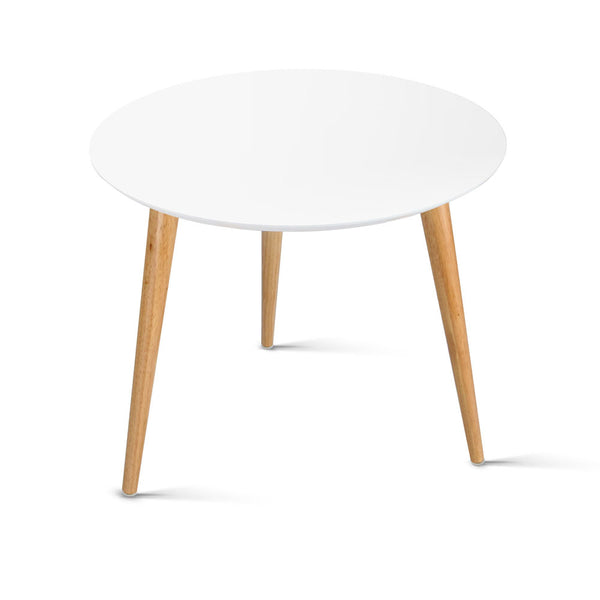 Round Side Table - White & Natural