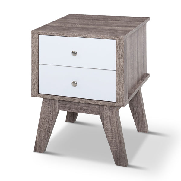 Two Tone Bedside Table - Wood & White