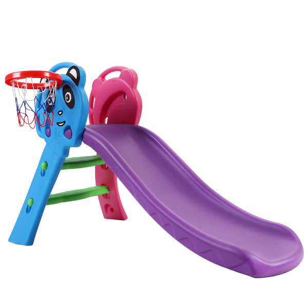 Kids Fun Slide with Basketball Hoop - blue, Pink & Purple
