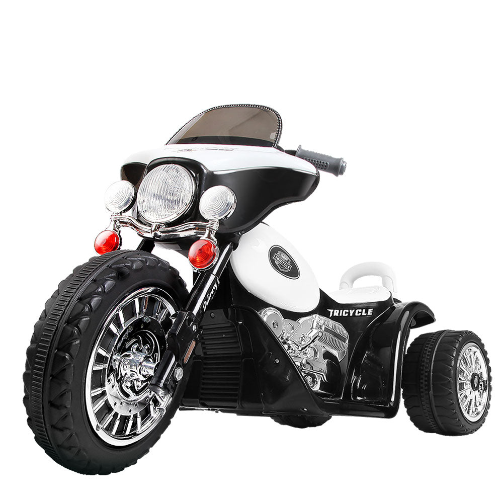 Kool Kids Ride On Electric Motorbike - Black & White