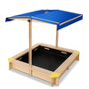 Kool Kids Wooden Sand Pit With Canopy - Blue & Natural