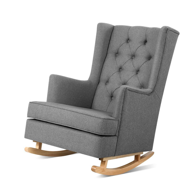 Nurture Rocking Armchair / Feeding Chair - Linen -Grey