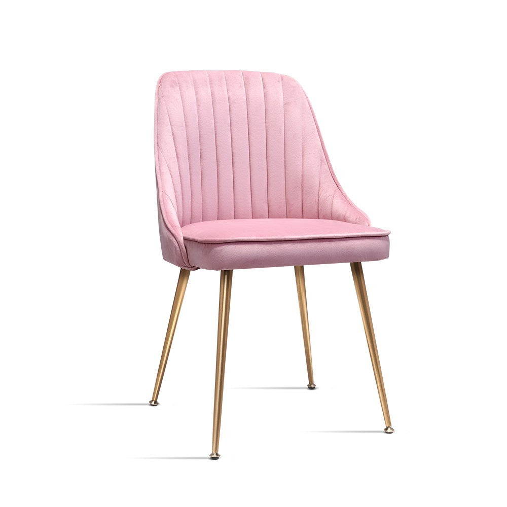 2x Luxo Velvet Dining chairs - pink